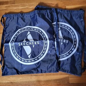 2 Skechers Nylon Shoe‎ Tote Bags Blue Reusable Packable 16" x 20"